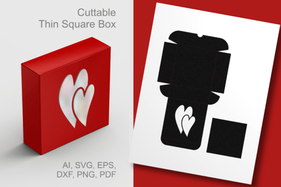 A Pair of Hearts Thin Square Favor Box: 3D SVG Shapes Review