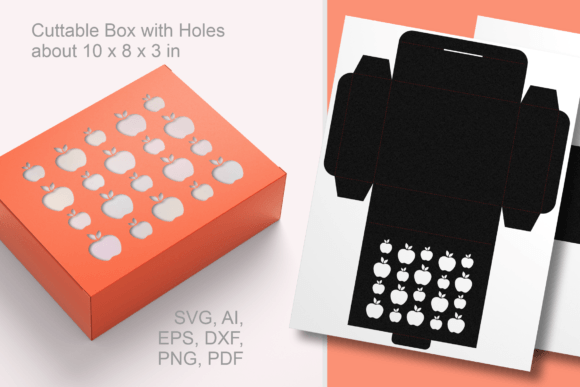 Apple Patterned Holes Rectangular Box 3D SVG Shapes