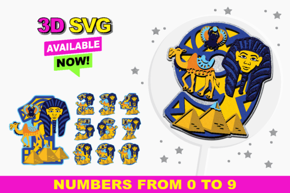Egypt Numbers 3D SVG: Bold Shapes for Real Crafts