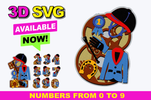 Equestrian Numbers 3D SVG: Premium Shapes for Branding