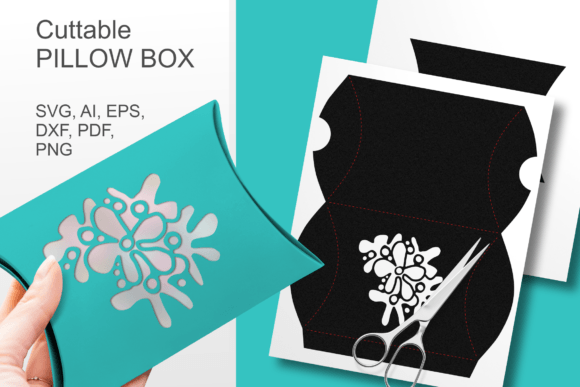 Flower Fantasy Pillow Gift Box Template: 3D SVG for Gift Boxes
