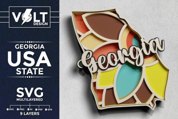 Georgia 3D SVG: Laser Cutting & Shadow Boxes