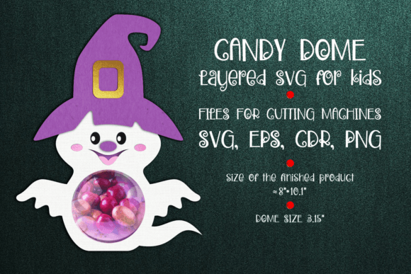 Halloween Ghost Candy Dome Template: 3D SVG Shapes
