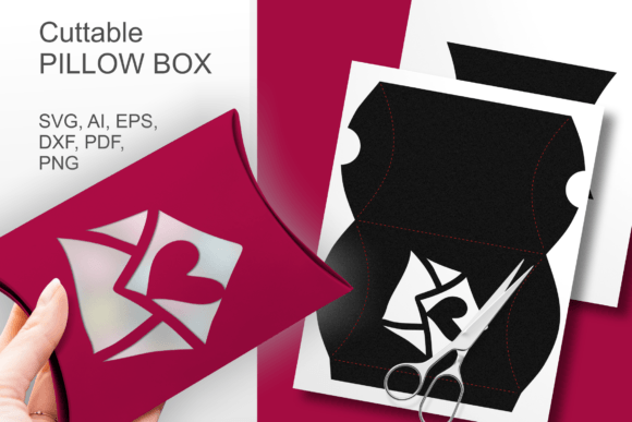Heart N Envelope Pillow Favor Box SVG: 3D SVG Gift Boxes