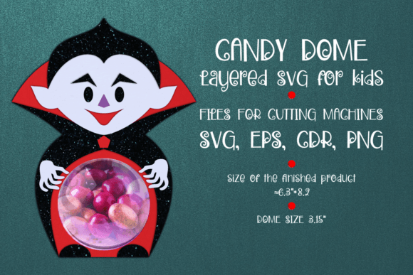 Little Vampire Halloween Candy Dome 3D SVG Shapes