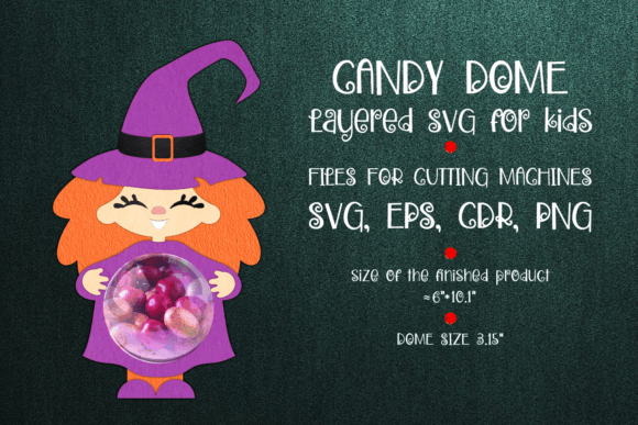 Little Witch Halloween Candy Dome 3D SVG Shapes
