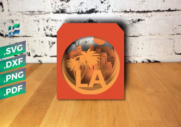 Los Angeles 3D SVG for Shadow Boxes & Web