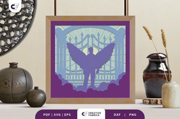Memorial Man with Wings 3D SVG for People Projects
