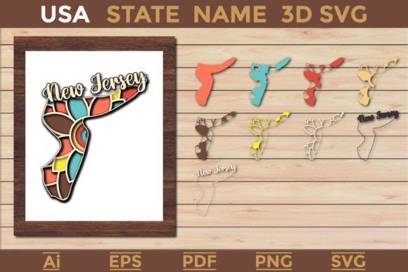 New Jersey 3D SVG for Laser Cutting & Home Decor