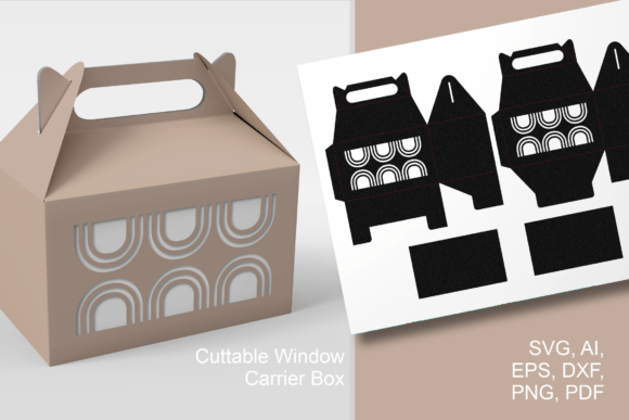 Organic Forms Window Gable Box Template: 3D SVG Gift Boxes