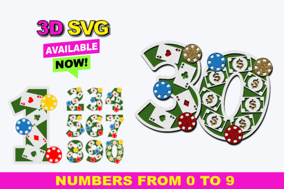 Poker Numbers 3D SVG: A Designer's Take on Bold Digitals