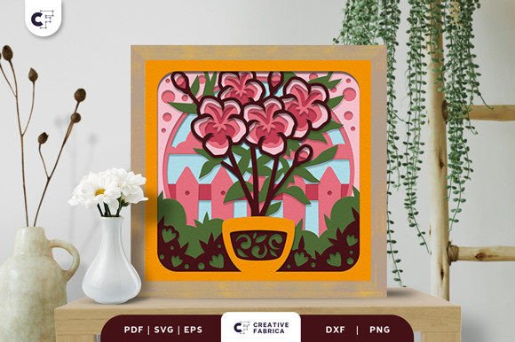 Potted Azalea Flower 3D Shadow Box: A Spring 3D SVG Review