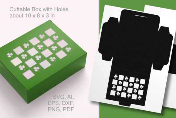 Shamrocks N Checkers Rectangular Box: A 3D SVG for Gift Boxes