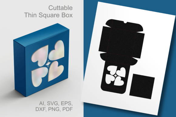 Shiny Hearts Thin Square Box Template Review