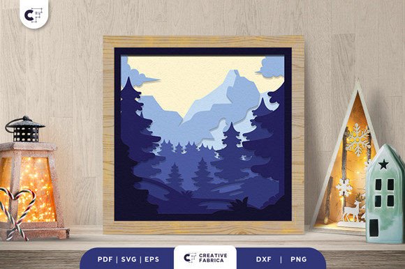 Snowy Mountain Peak 3D SVG for Winter Projects