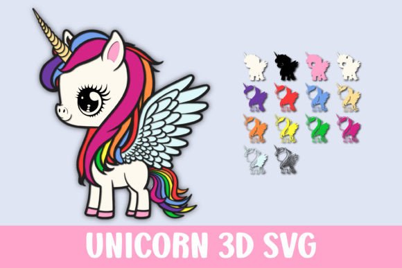 Unicorn Paper Cut 3D SVG: Magical Shapes for Crafters