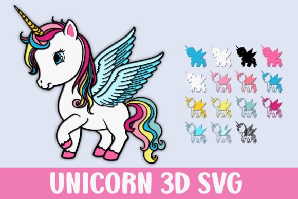 Unicorn Paper Cut 3D SVG: Whimsical Shapes for Brands