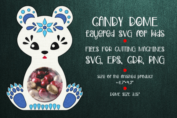 White Bear Candy Dome Template: 3D SVG Shapes